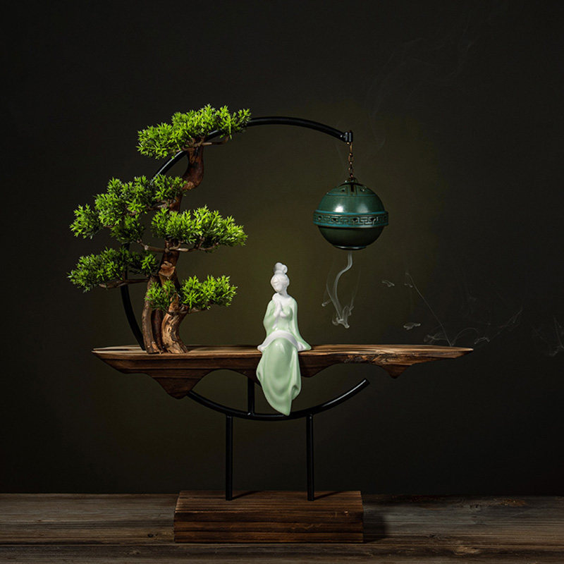 Interior Design Zen - Brûleur d'encens en bois à refoulement,
