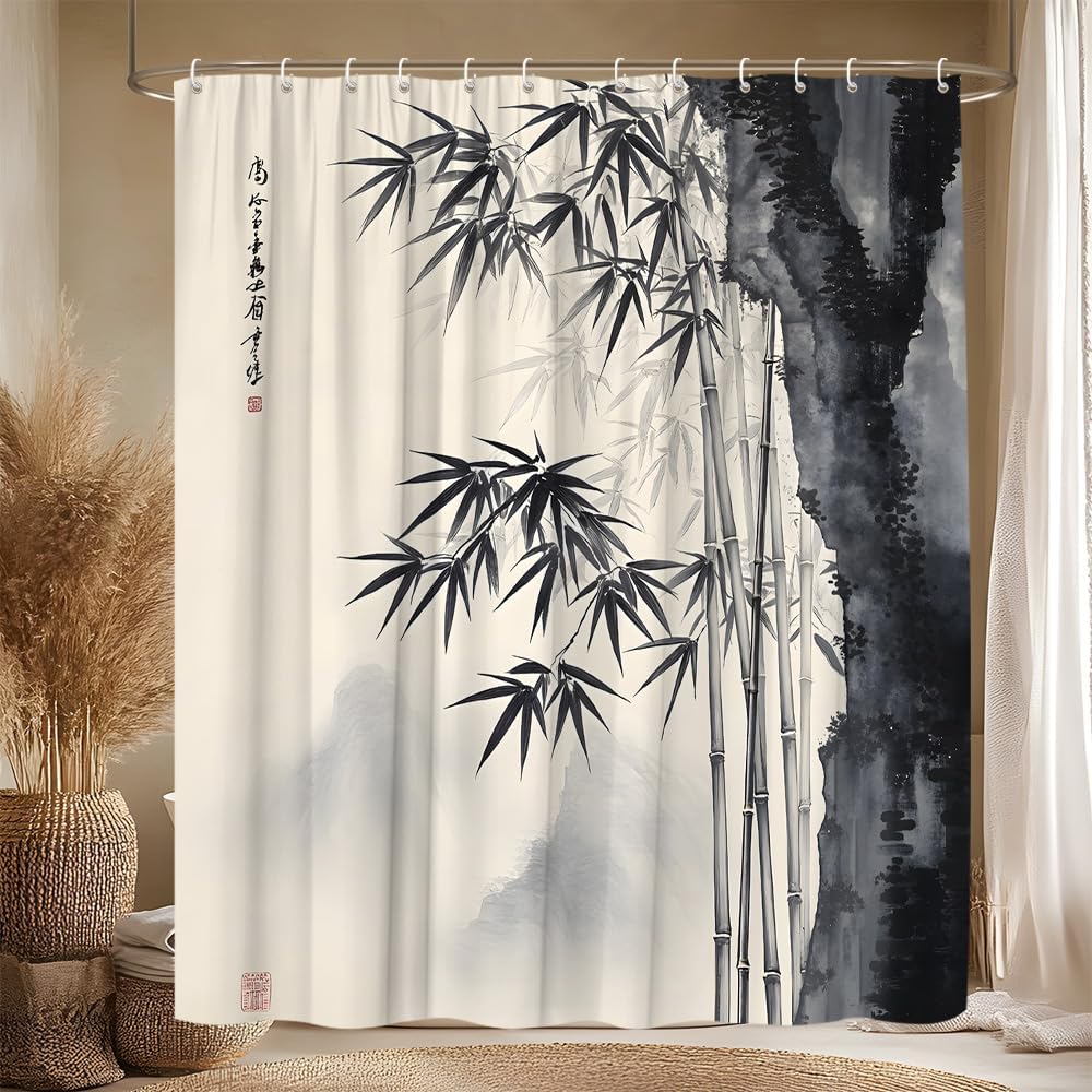 Rideau de douche décoratif en  - Interior Design Zen avis et prix