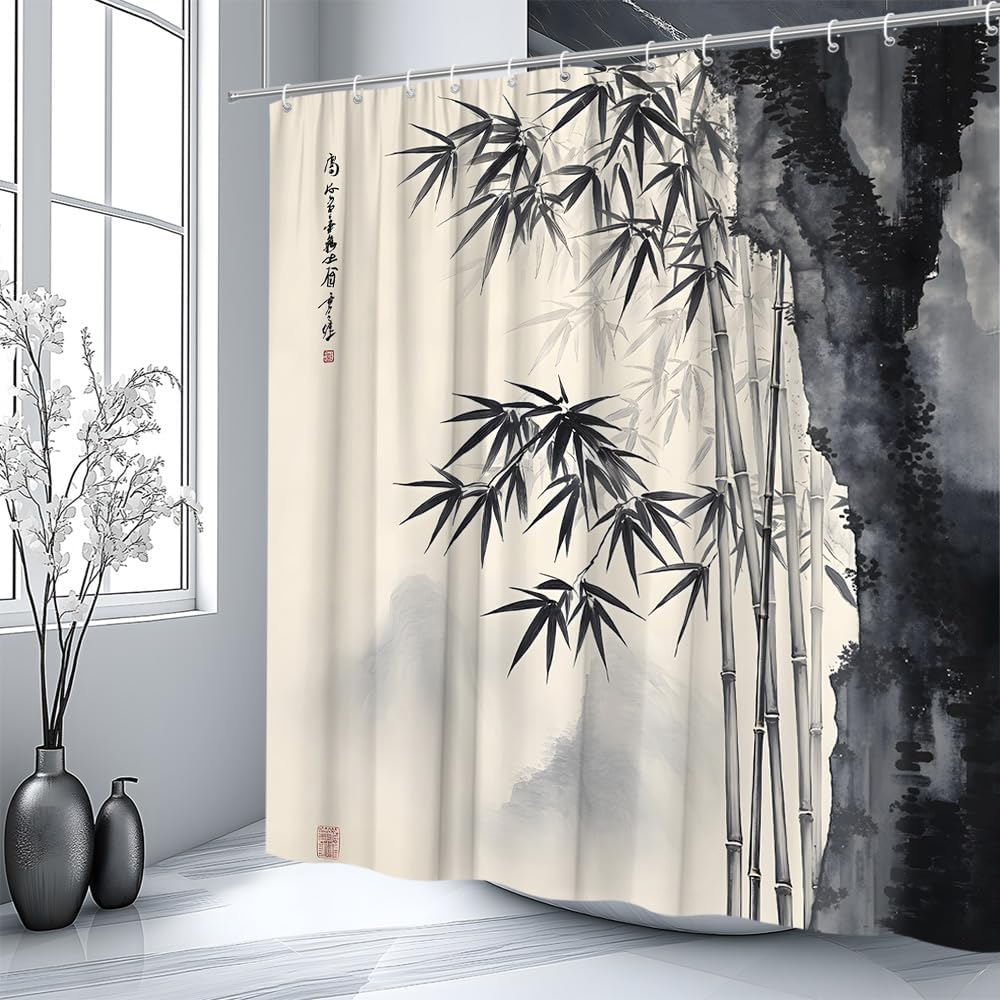 Rideau de douche décoratif en  - Interior Design Zen avis et prix