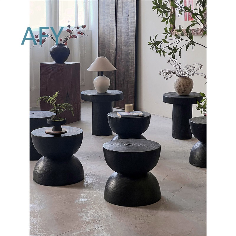 Tabouret en bois carbonisé pou - Interior Design Zen avis et prix